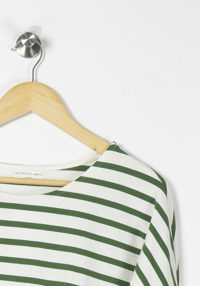 Marinière Verte et Blanche - Taille L/40