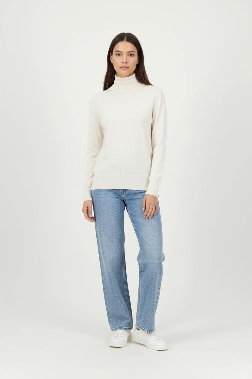 Pull Col Roulé Beige - Taille M/38