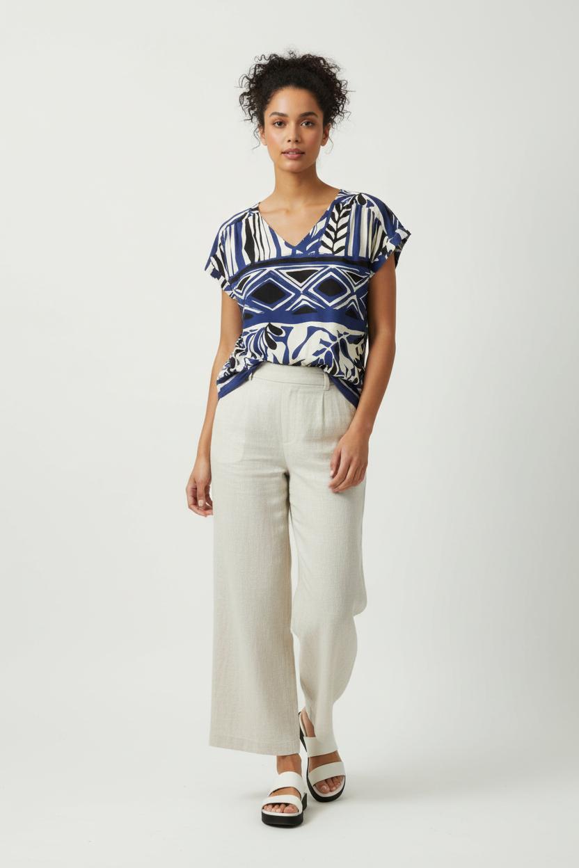 Blouse Bleu et Blanche - Taille M/38