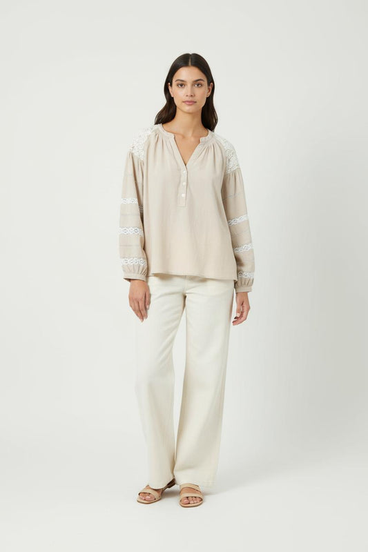 Blouse Beige et Blanche - Taille XL/42