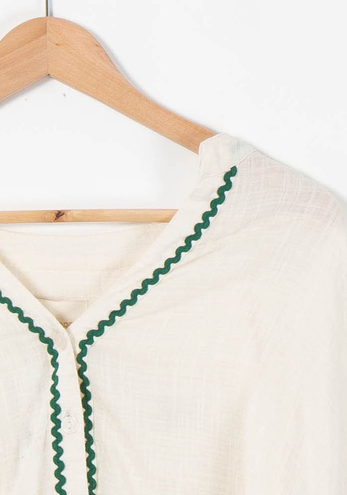 Blouse Beige et Verte - Taille M/38