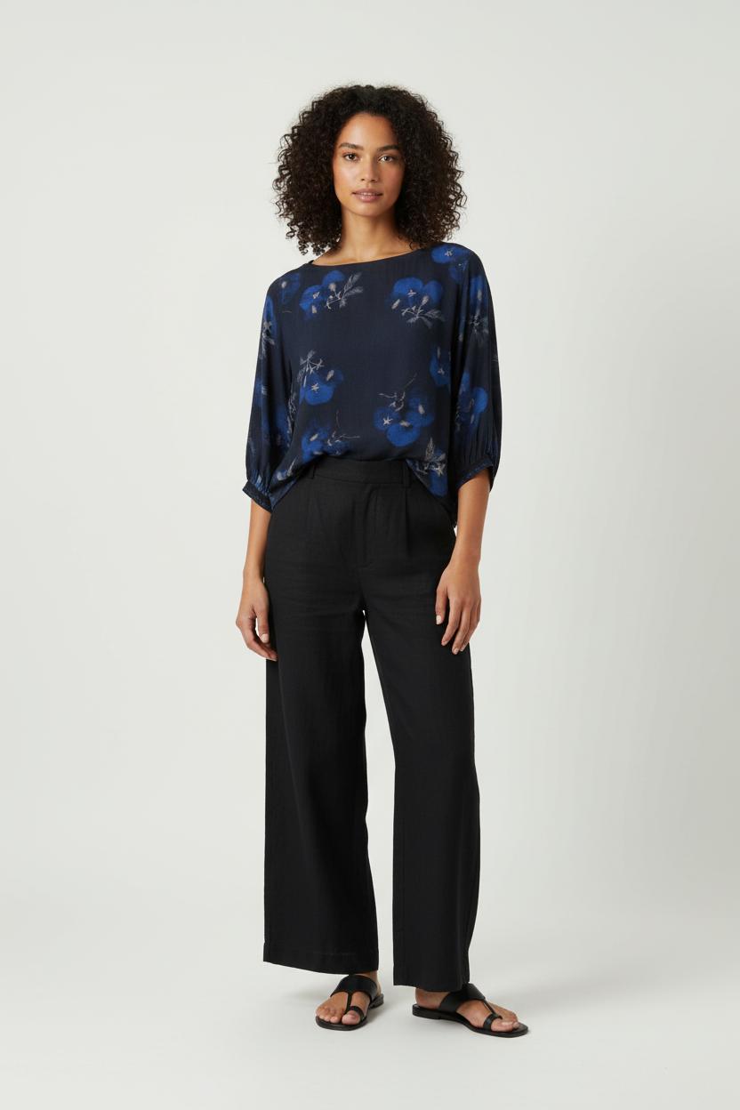 Blouse Noire et Bleue - Taille S/36