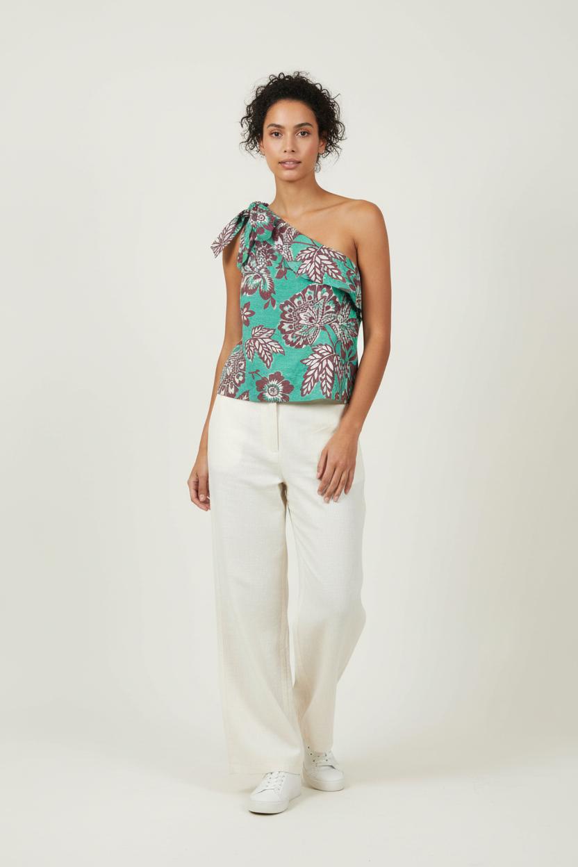 Top Asymétrique Vert et Marron - Taille L/40