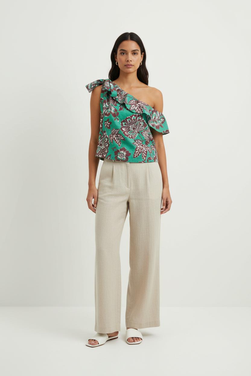 Blouse Verte et Marron - Taille L/40