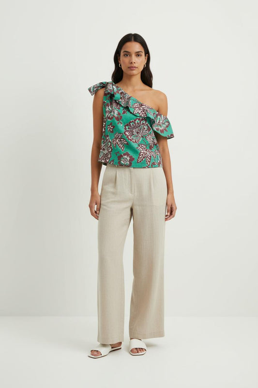 Blouse Verte et Marron - Taille L/40