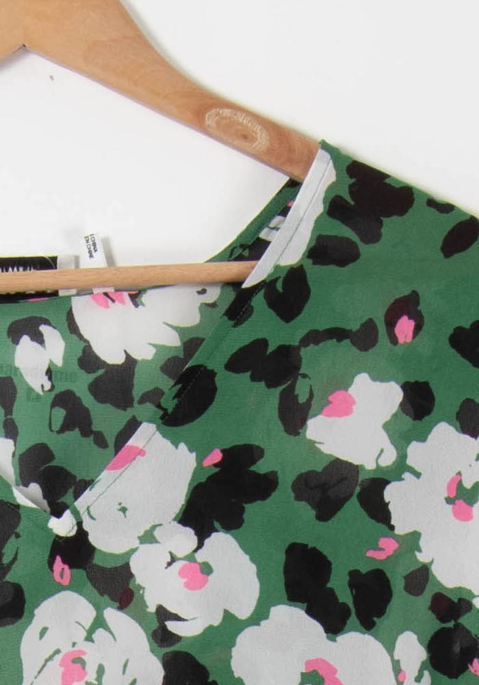 Blouse Verte et Blanche - Taille XS/34