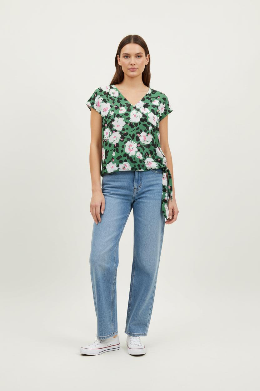 Blouse Verte et Blanche - Taille XS/34