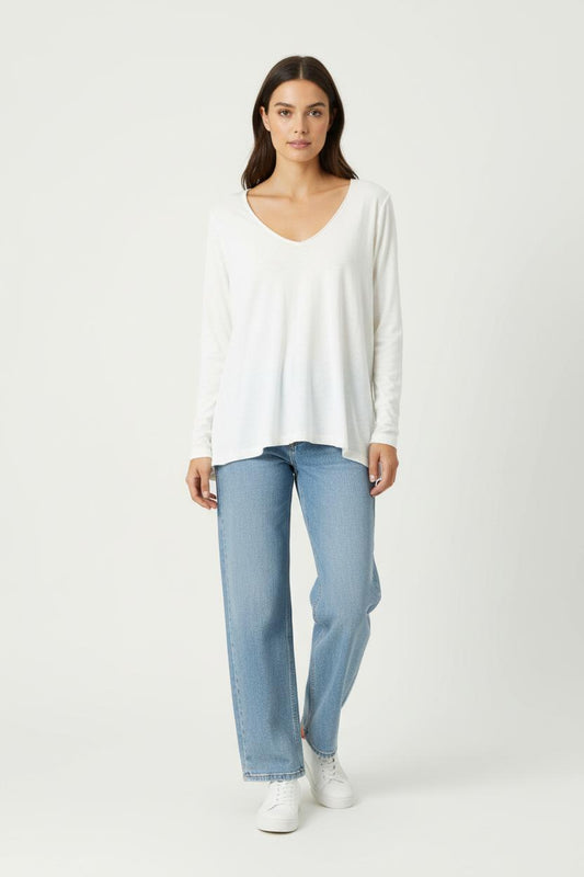 Tee-shirt Manches Longues Blanc - Taille XL/42