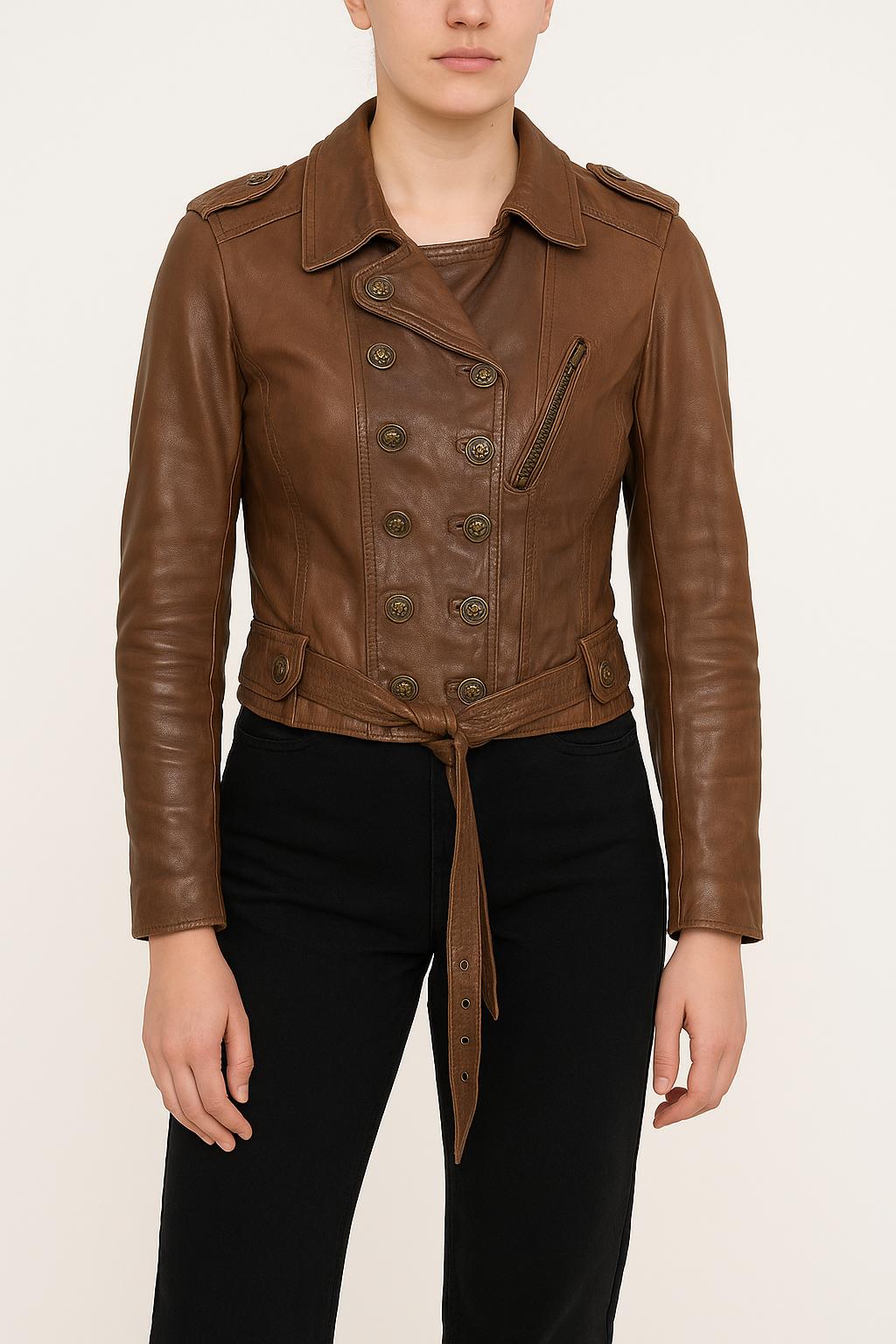Veste En Cuir Marron - Taille L/40