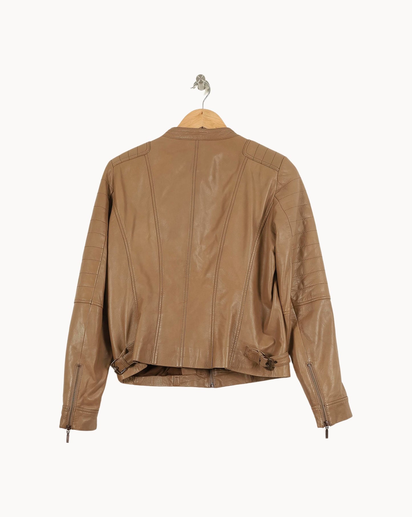 Blouson en Cuir Beige - Taille L/40