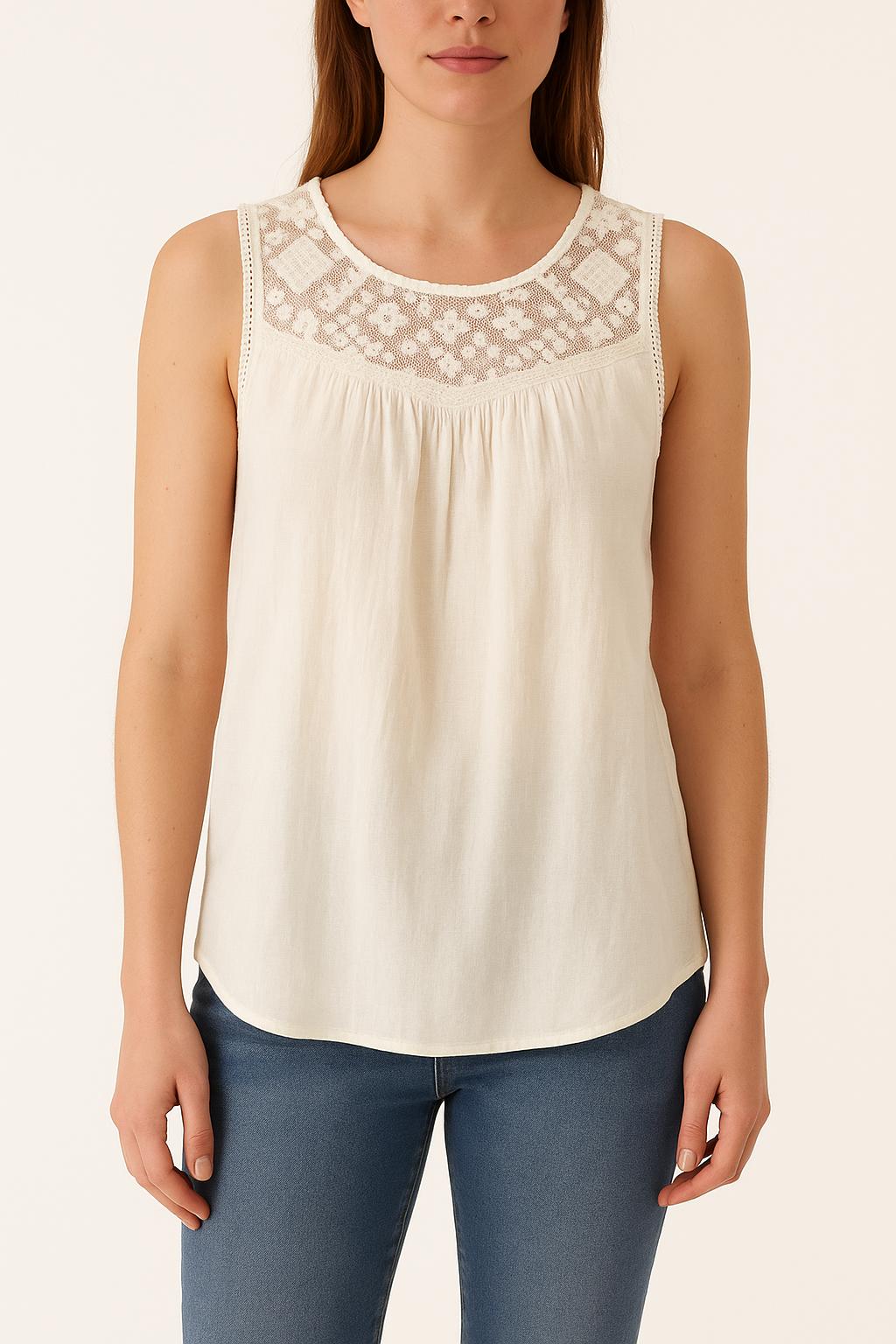 Top Sans Manches Blanc - Taille S/36