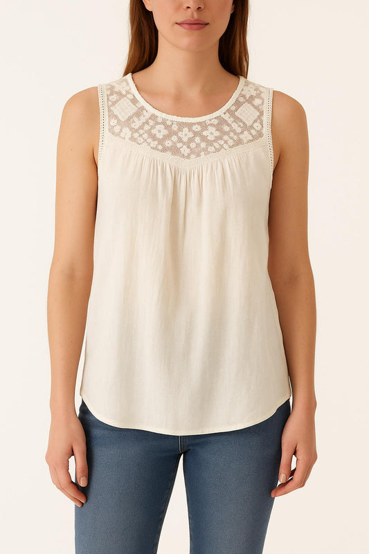 Top Sans Manches Blanc - Taille S/36