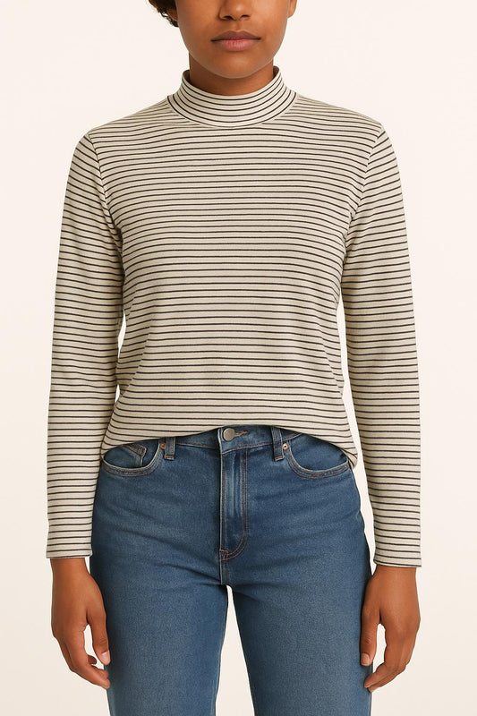 Pull Rayé Blanc et Noir - Taille M/38