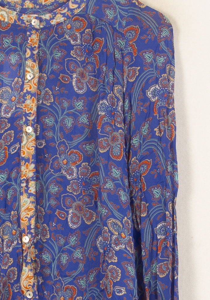 Blouse Bleue et Orange - Taille S/36