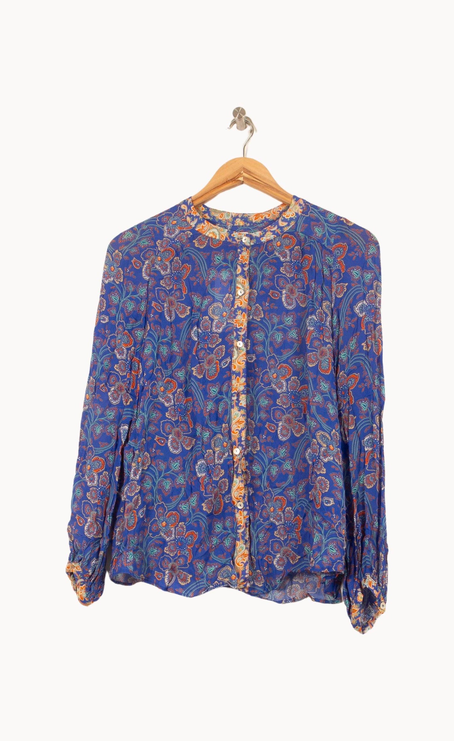 Blouse Bleue et Orange - Taille S/36