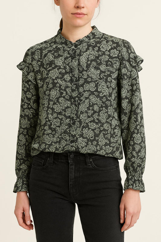 Blouse Verte et Noire - Taille S/36