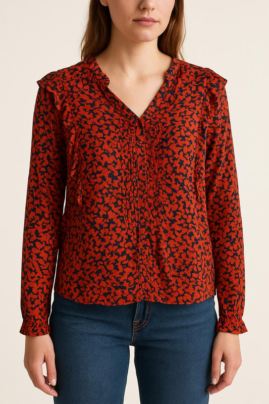 Blouse Rouge et Noire - Taille XS/34