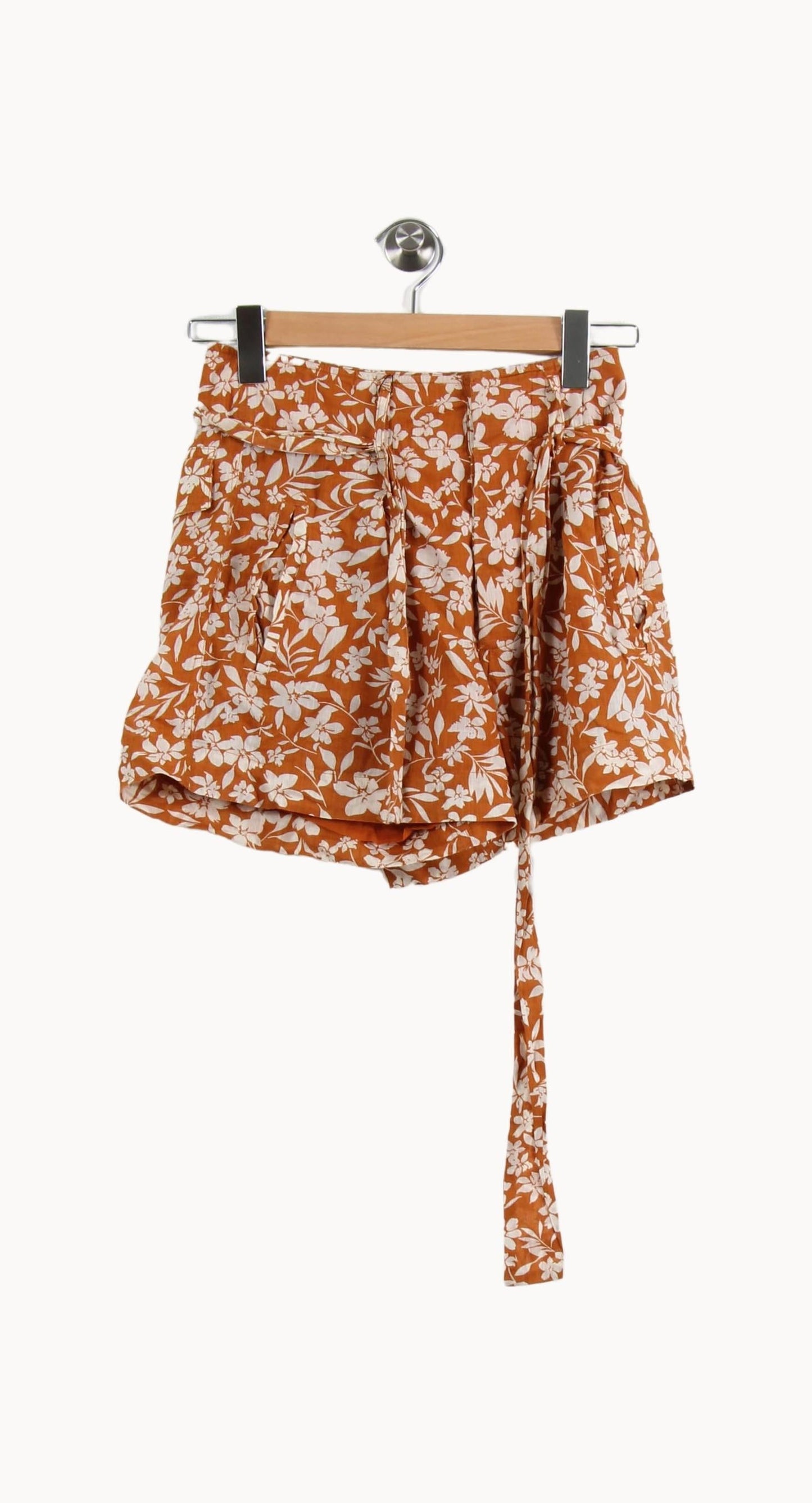 Short Fleuri Orange et Blanc - Taille XS/34