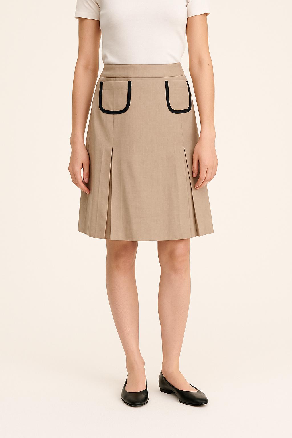 Jupe Plissée Beige et Noire - Taille M/38