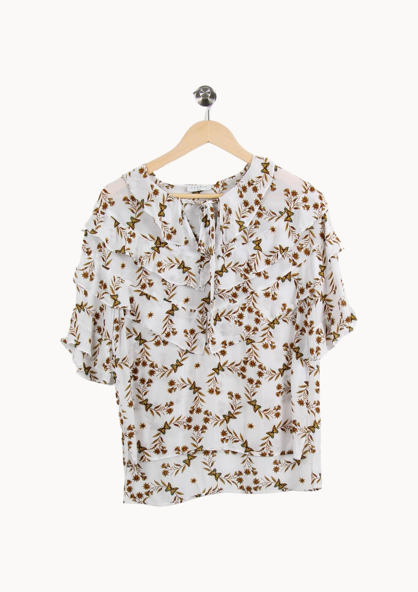 Blouse Blanche et Marron - Taille XS/34