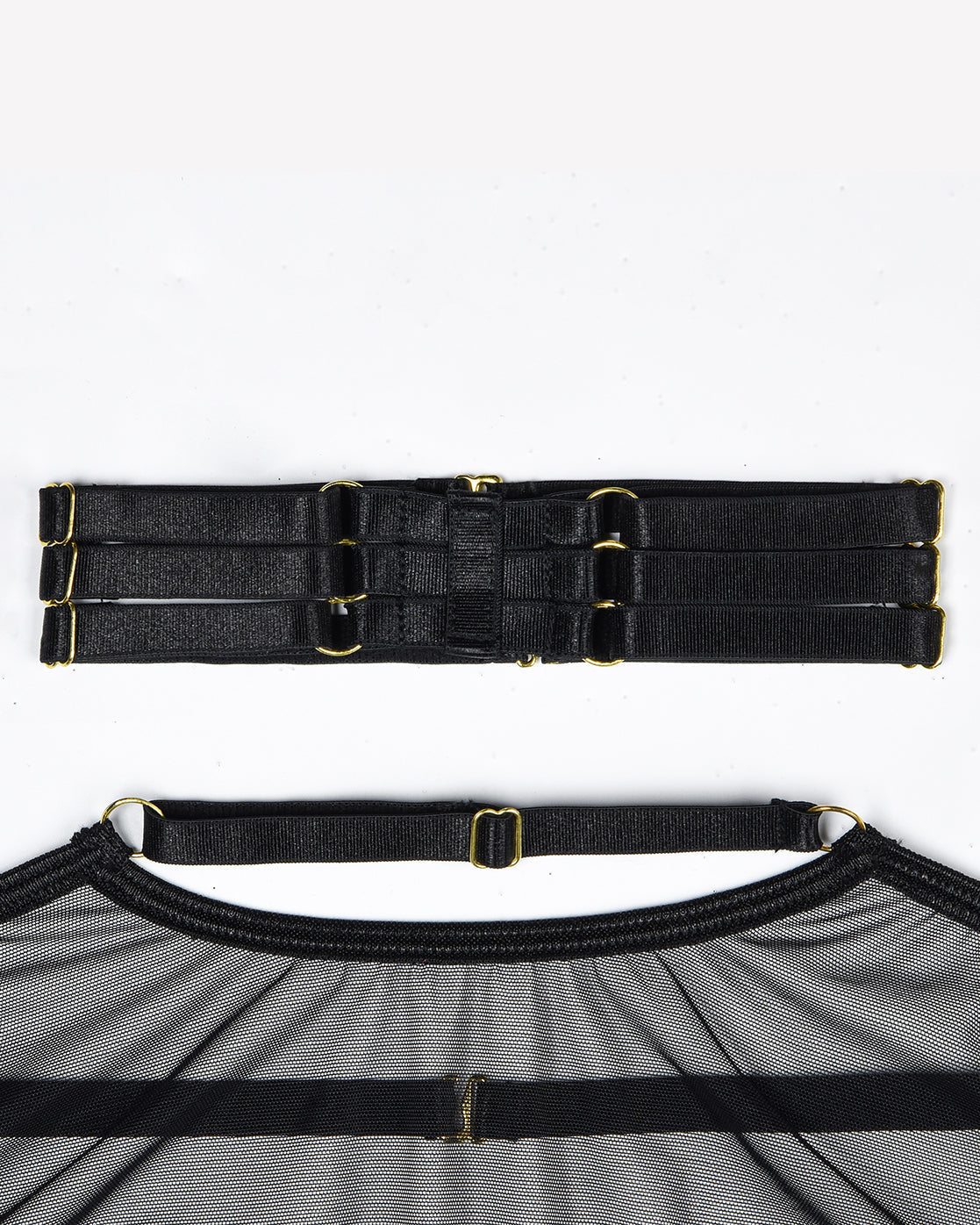 Eline™ | Ensemble de lingerie et résille transparente 4 pièces