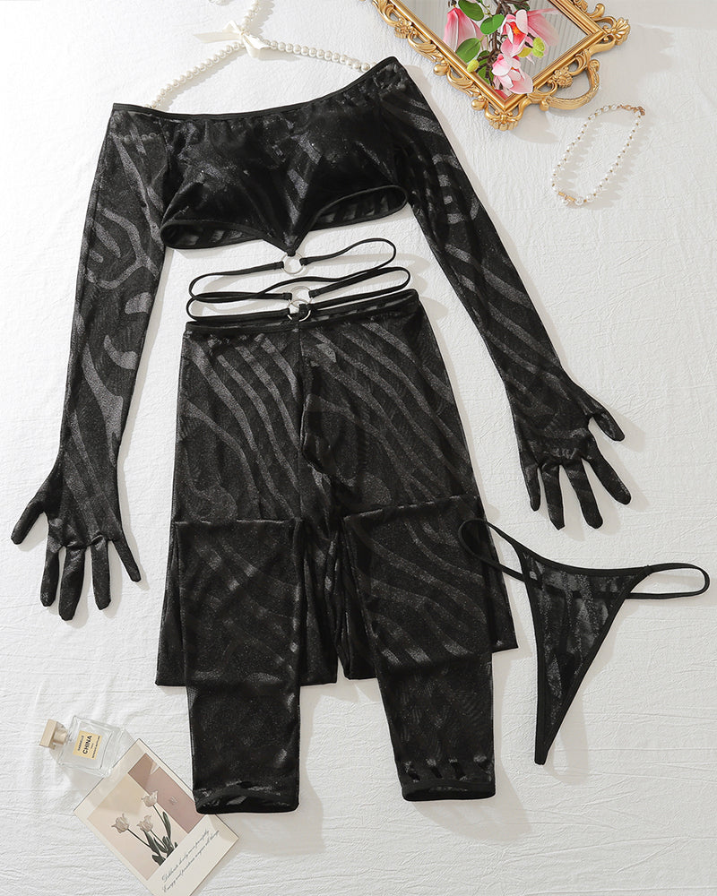 Mira™ | Ensemble Sensuel à Manches Longues avec Bas Assortis