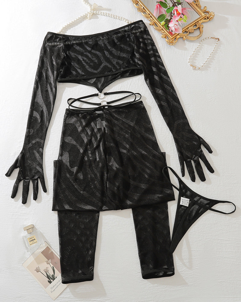 Mira™ | Ensemble Sensuel à Manches Longues avec Bas Assortis