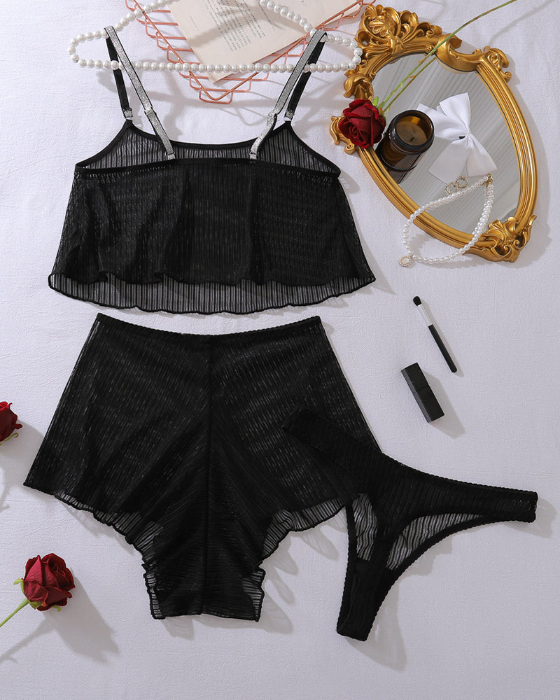 Manon™ | Débardeur en maille transparent &amp; Ensemble de pyjama court