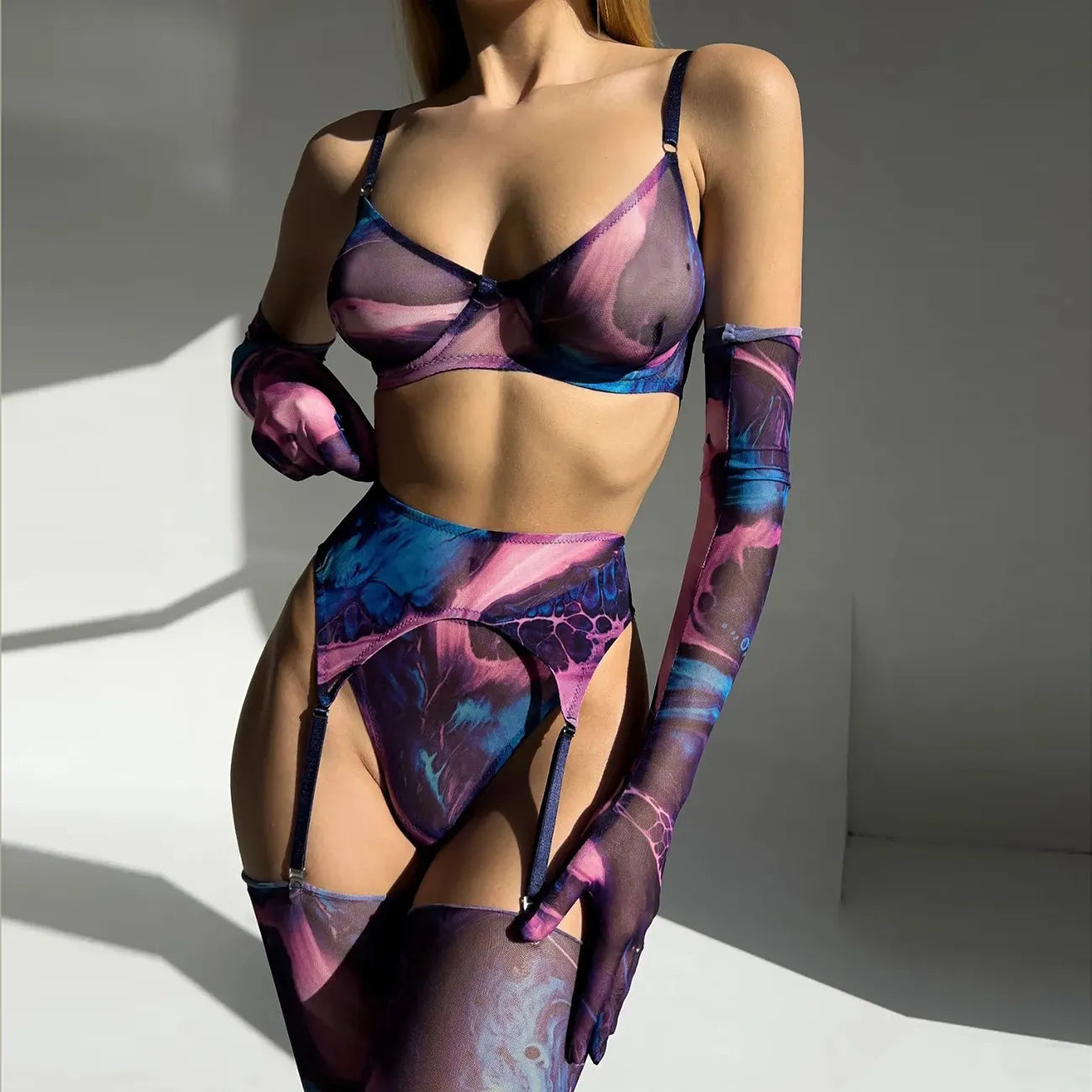 Amanda™ | Ensemble de lingerie tie-dye complet et 5 pièces