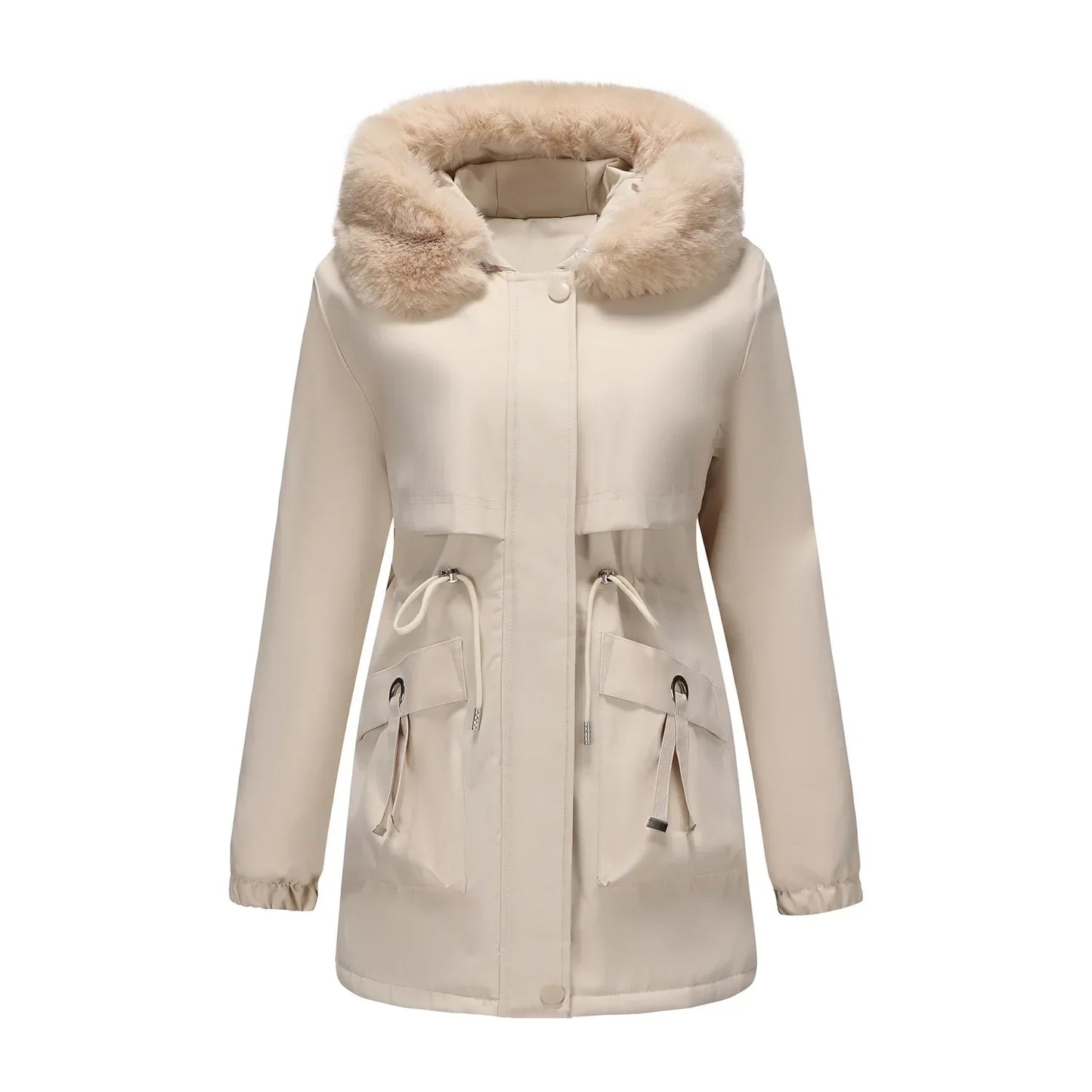 Grâce | Parka d'hiver élégante avec bord en fourrure 