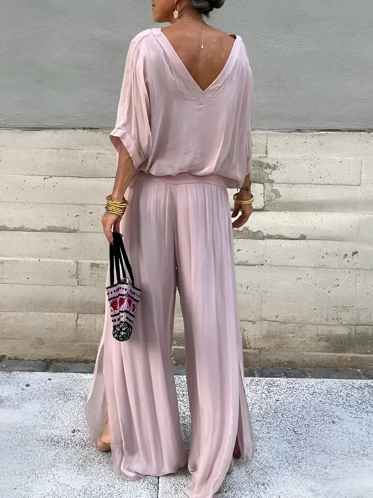 Louise™ | Ensemble élégant composé d'un haut à col roulé et d'un pantalon V