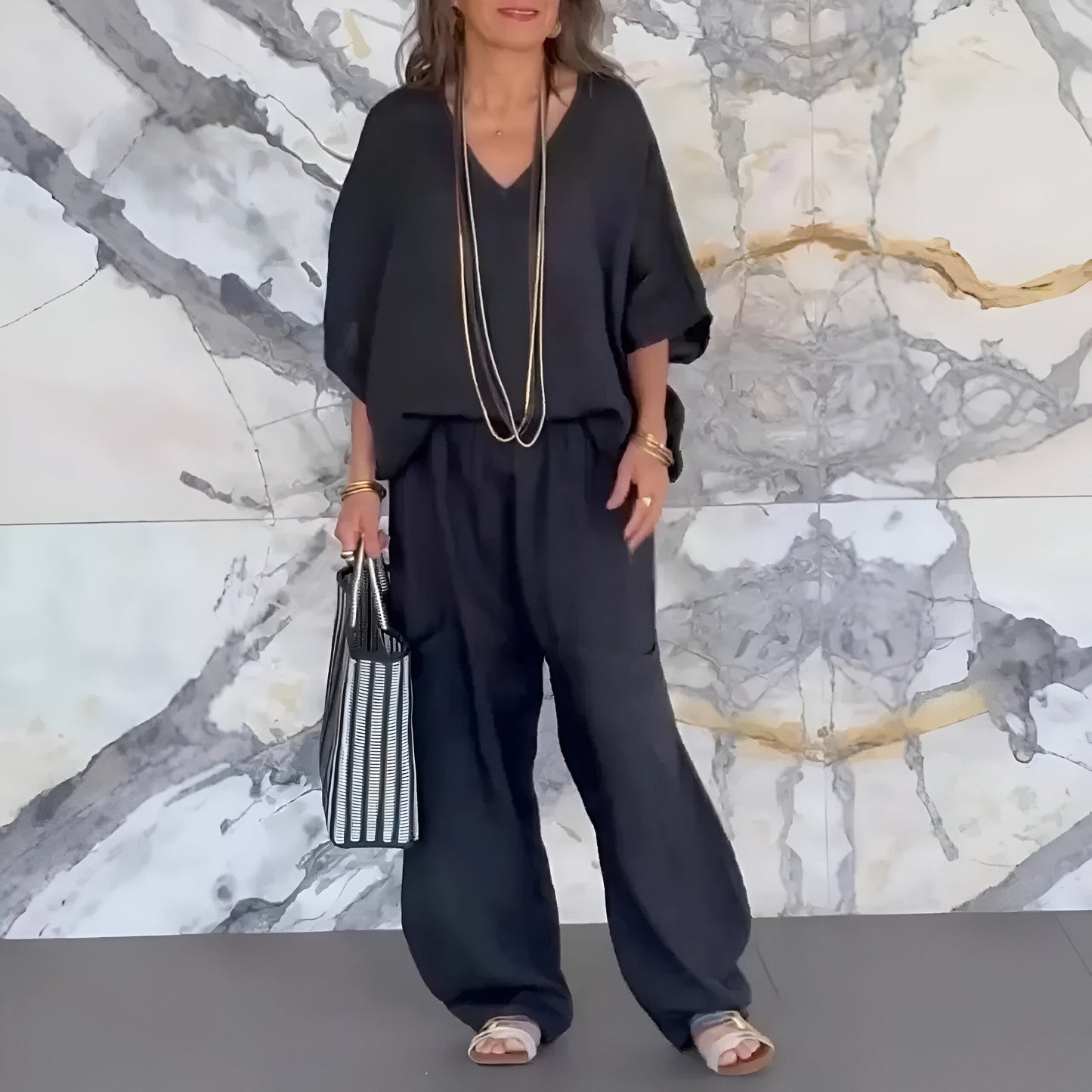 Elvyna™ | Ensemble décontracté à col en V