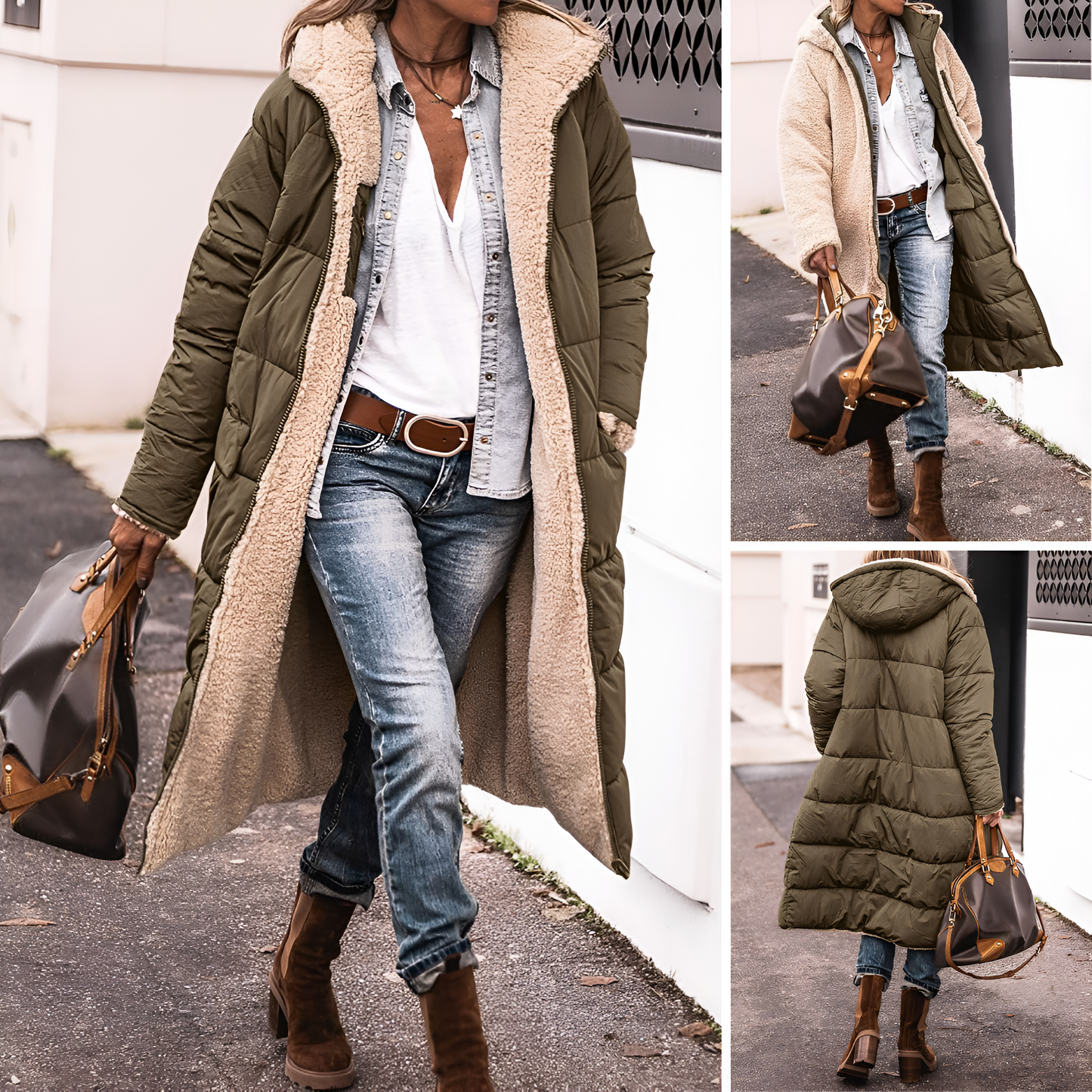 Isa™ | Manteau d'Hiver Réversible – Côté Teddy &amp; Matelassé 