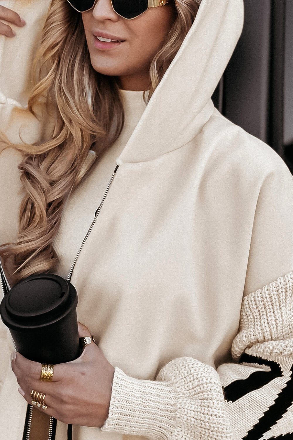 Amélie™ | Manteau Femme avec Manches Tricotées