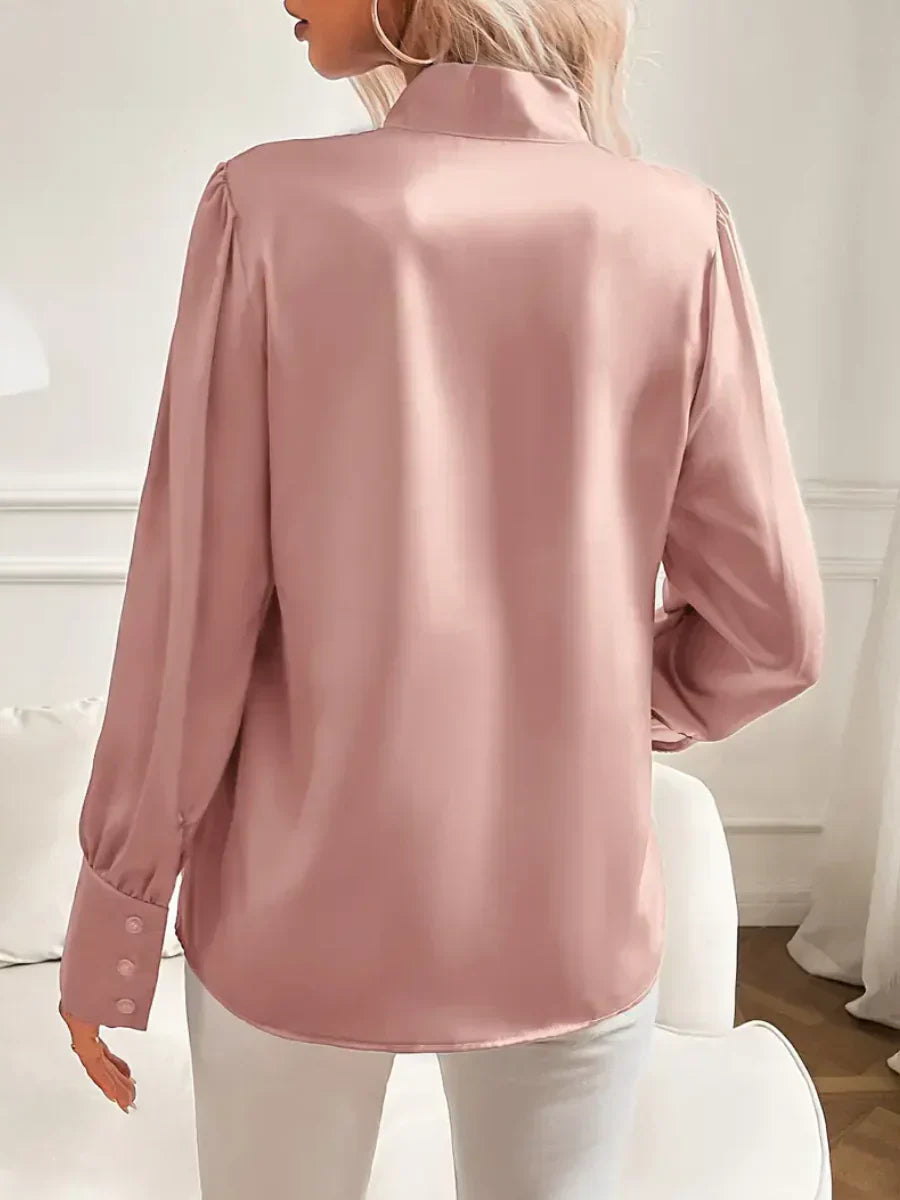 Lucie™ | Blouse Satinée avec Détail Nœud de Luxe