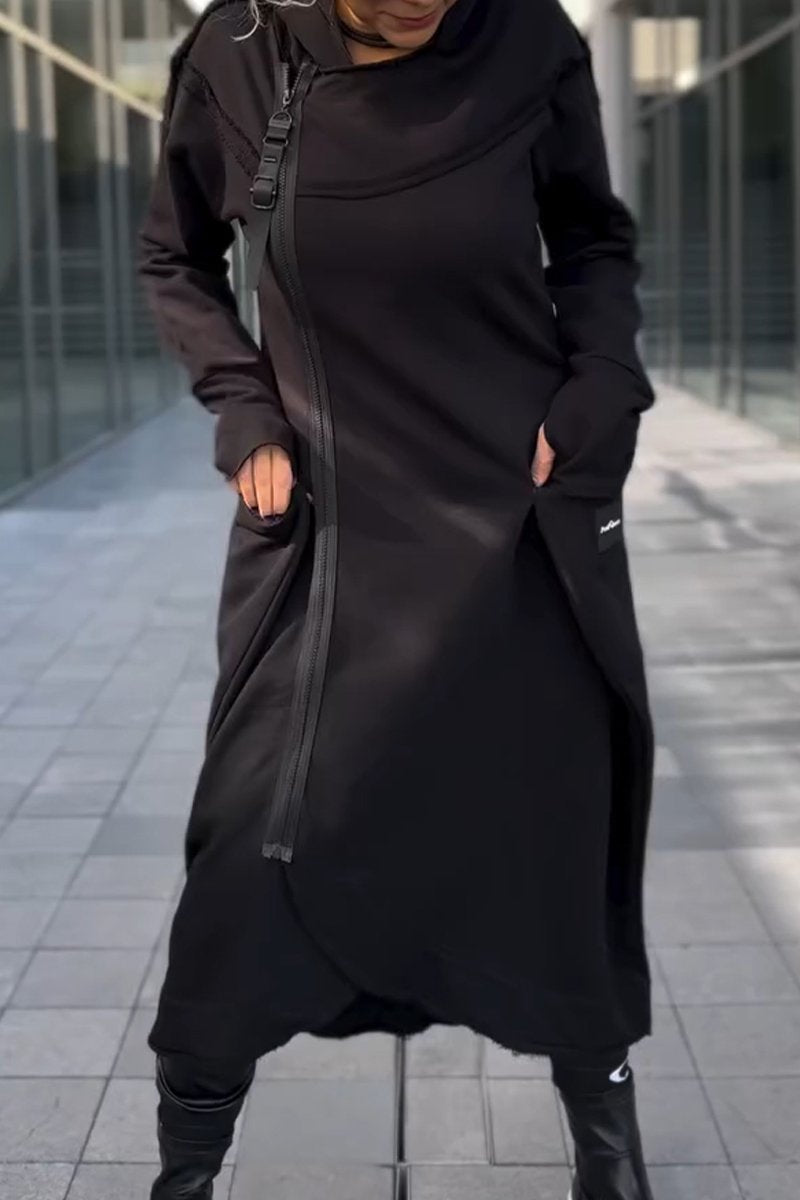 Esmée™ | Robe à capuche à manches longues et ourlet asymétrique
