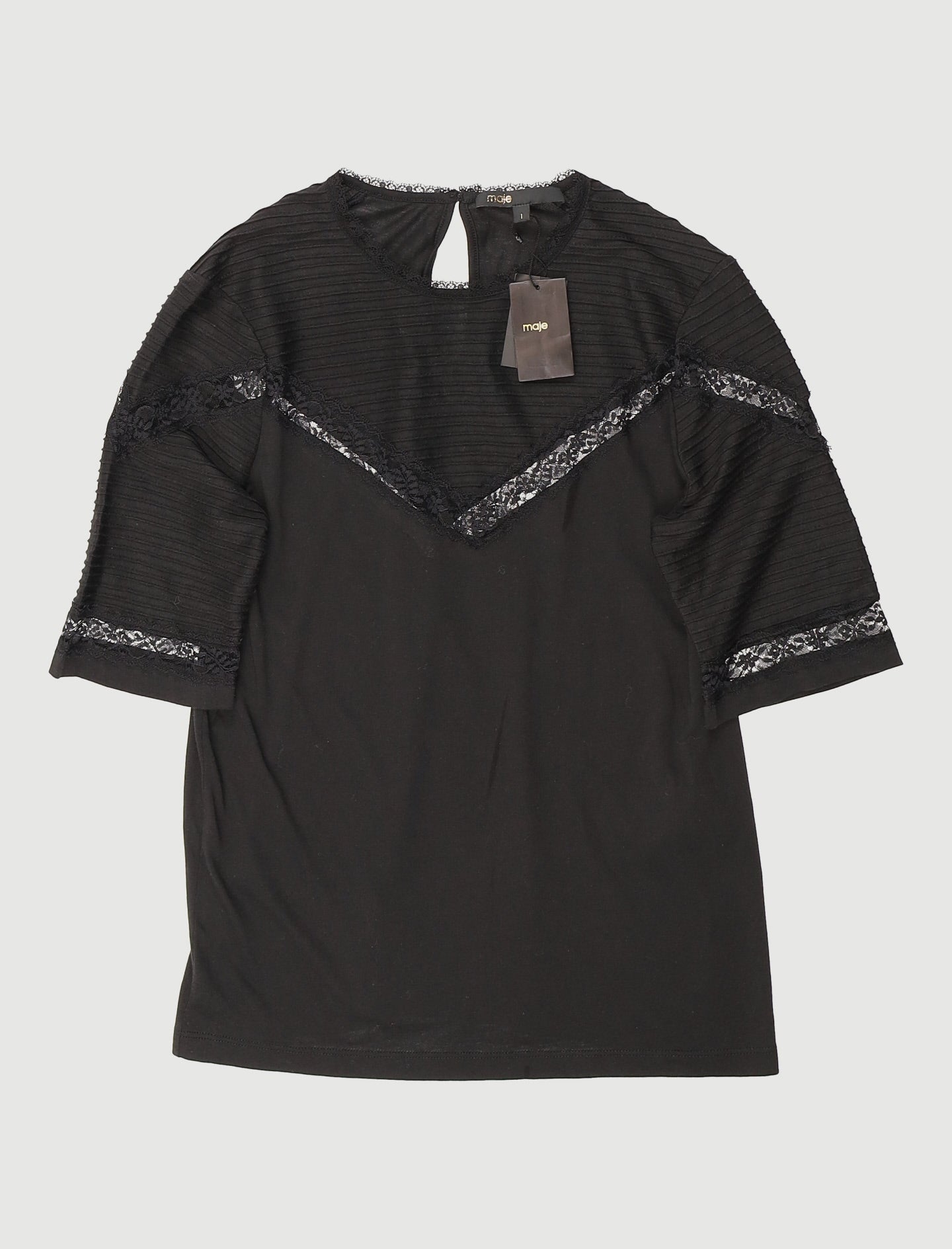 Tee-Shirt Avec Galons De Dentelle - Taille S/36