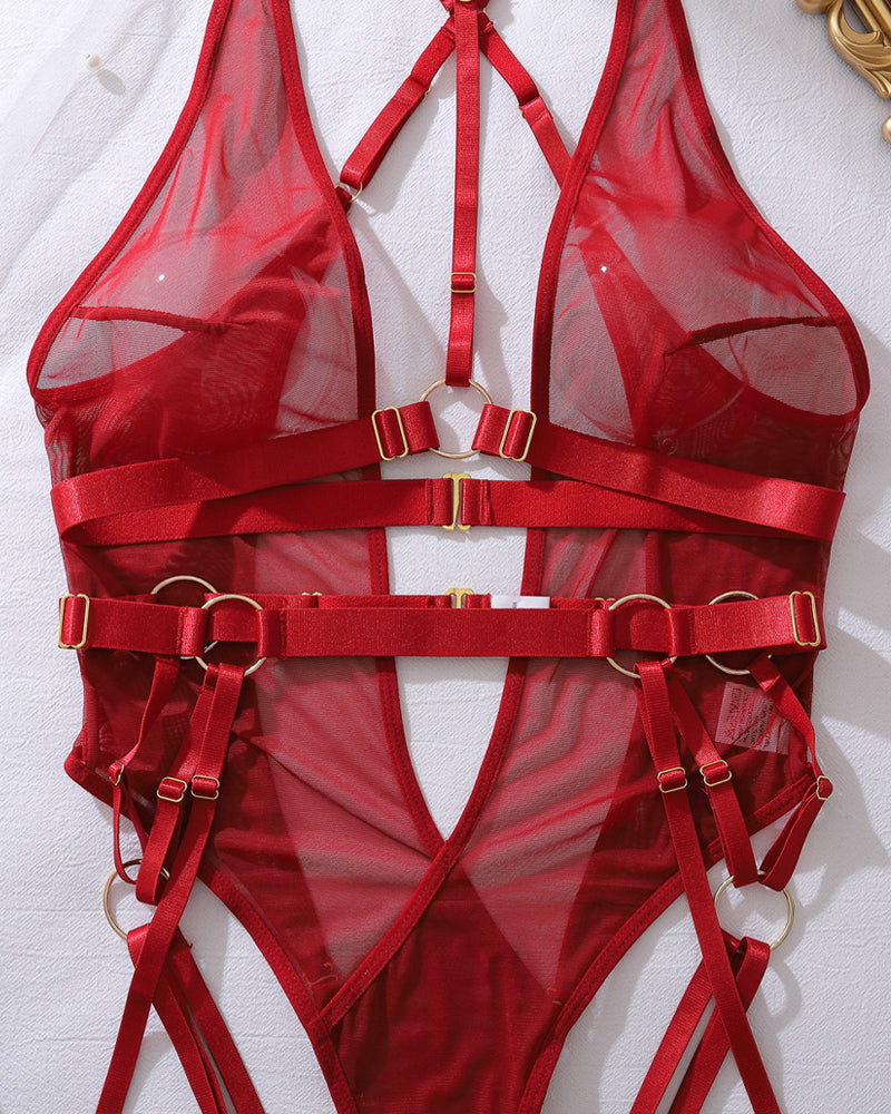 Renée™ | Body dos nu en maille avec bretelles métalliques