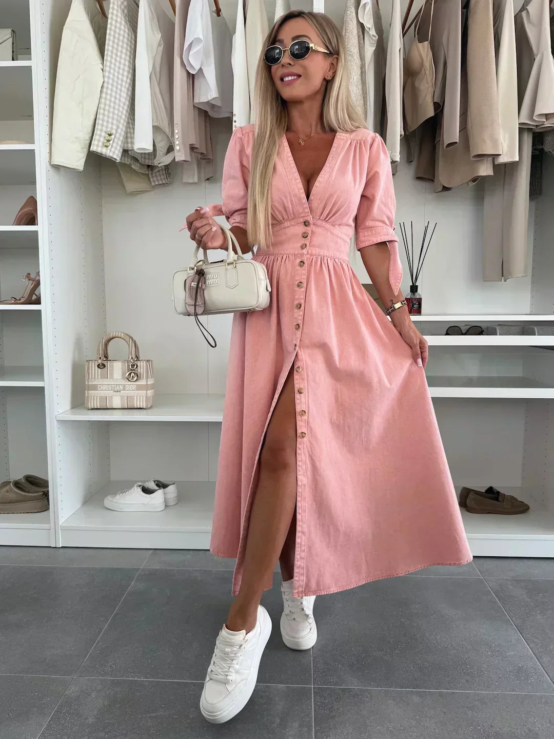 Amélie™ | Robe en coton denim scintillante