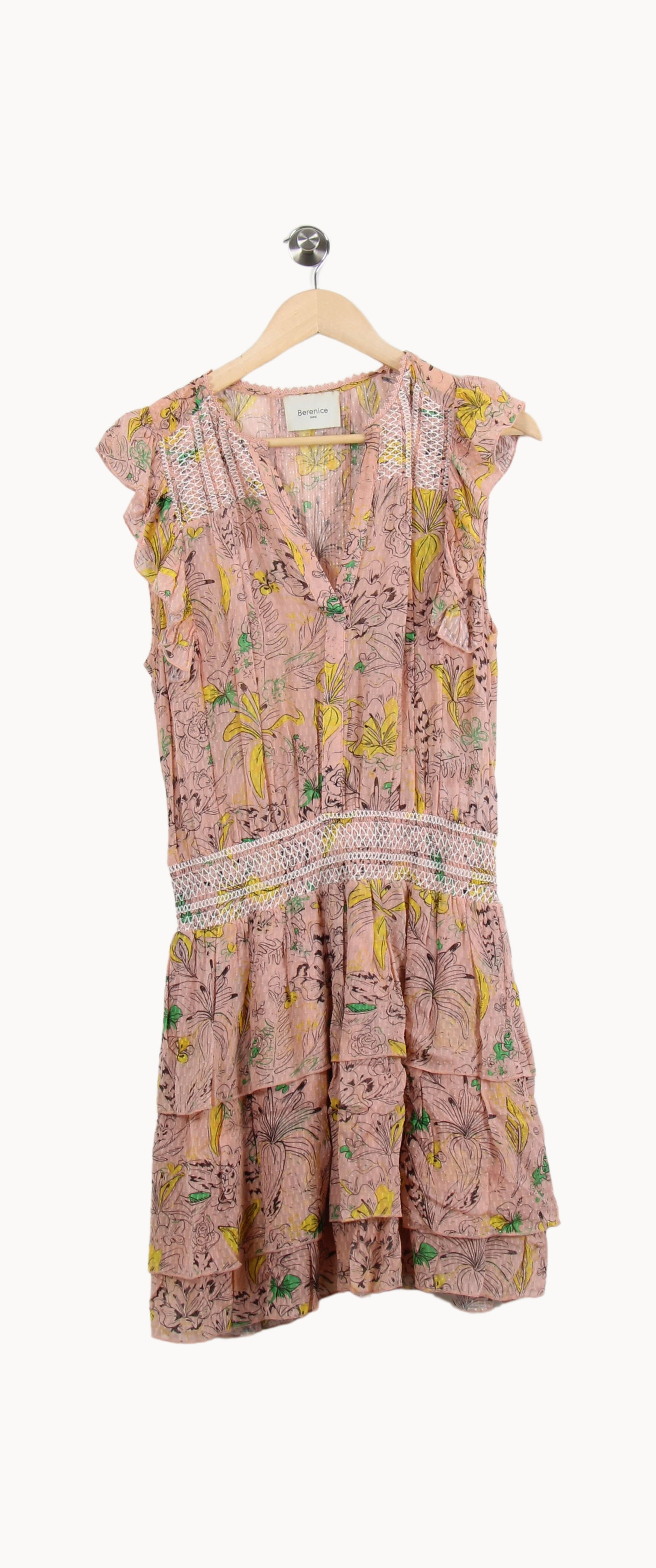 Robe Volantée Rose et Jaune - Taille M/38