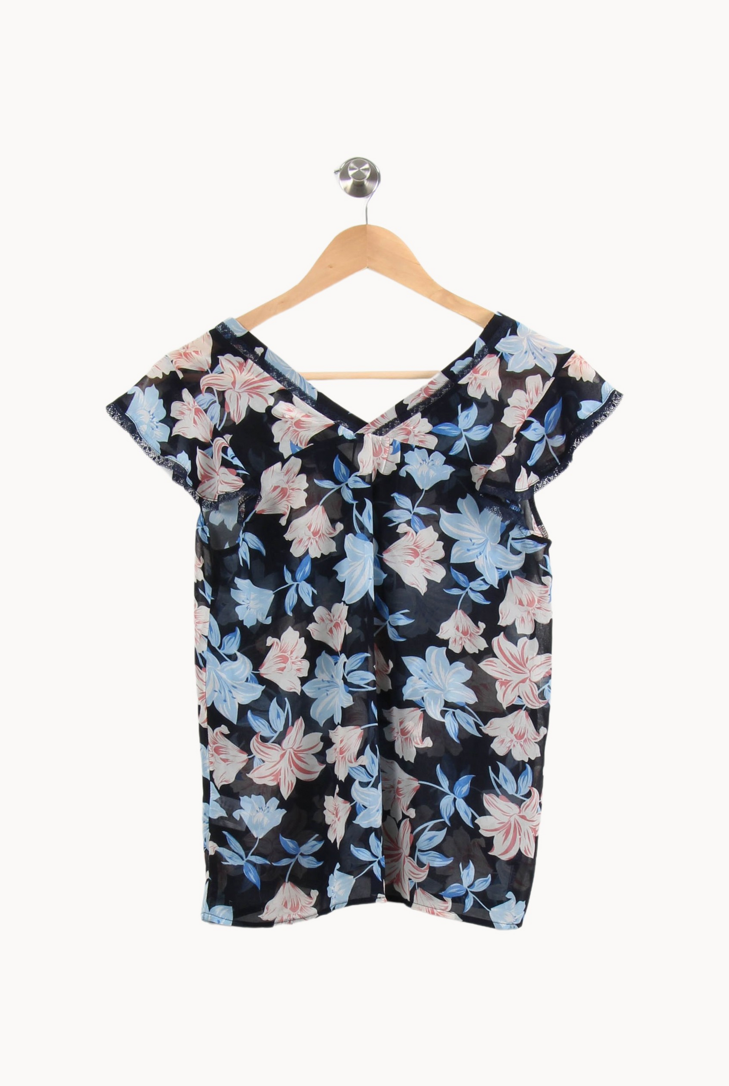 Blouse Fleurie Bleue et Blanche - Taille S/36