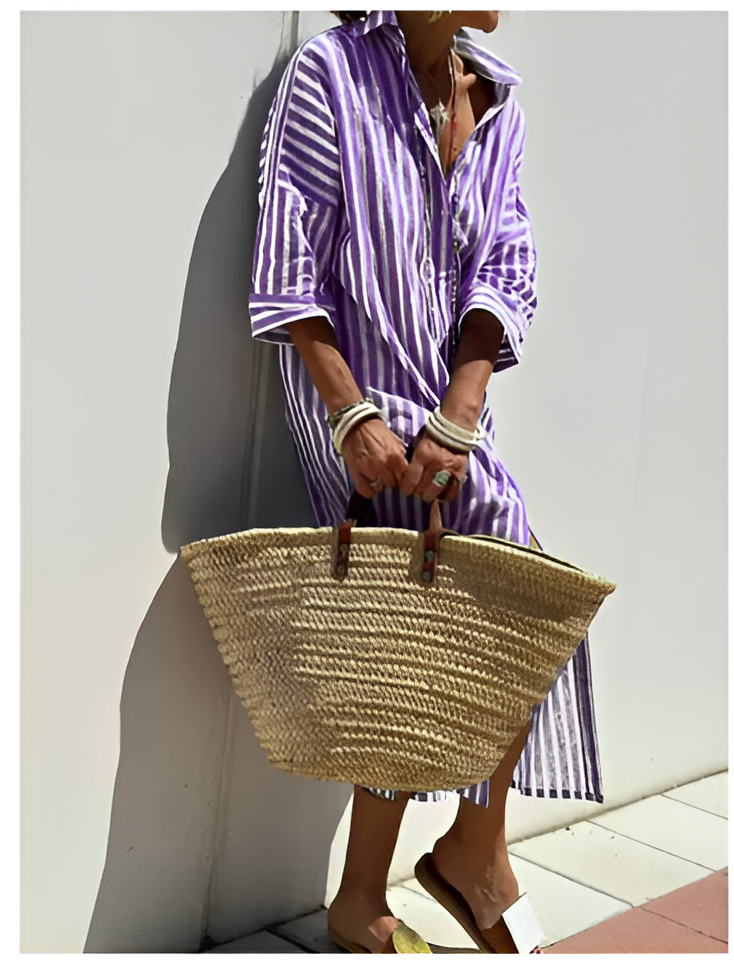 Héloïse™ | Robe Chemise à Rayures Élégante 
