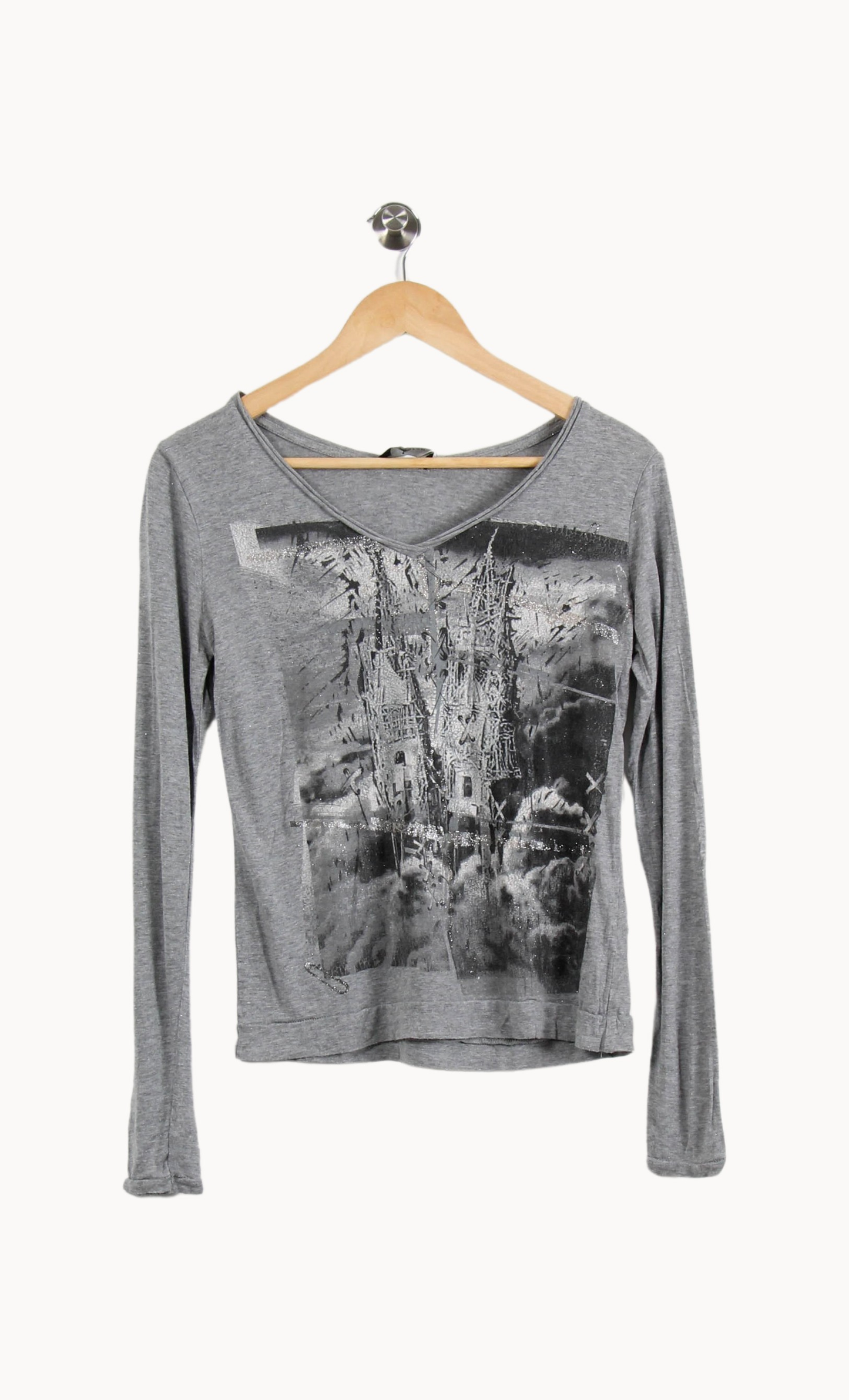 Tee-shirt Manches Longues Gris - Taille M/38