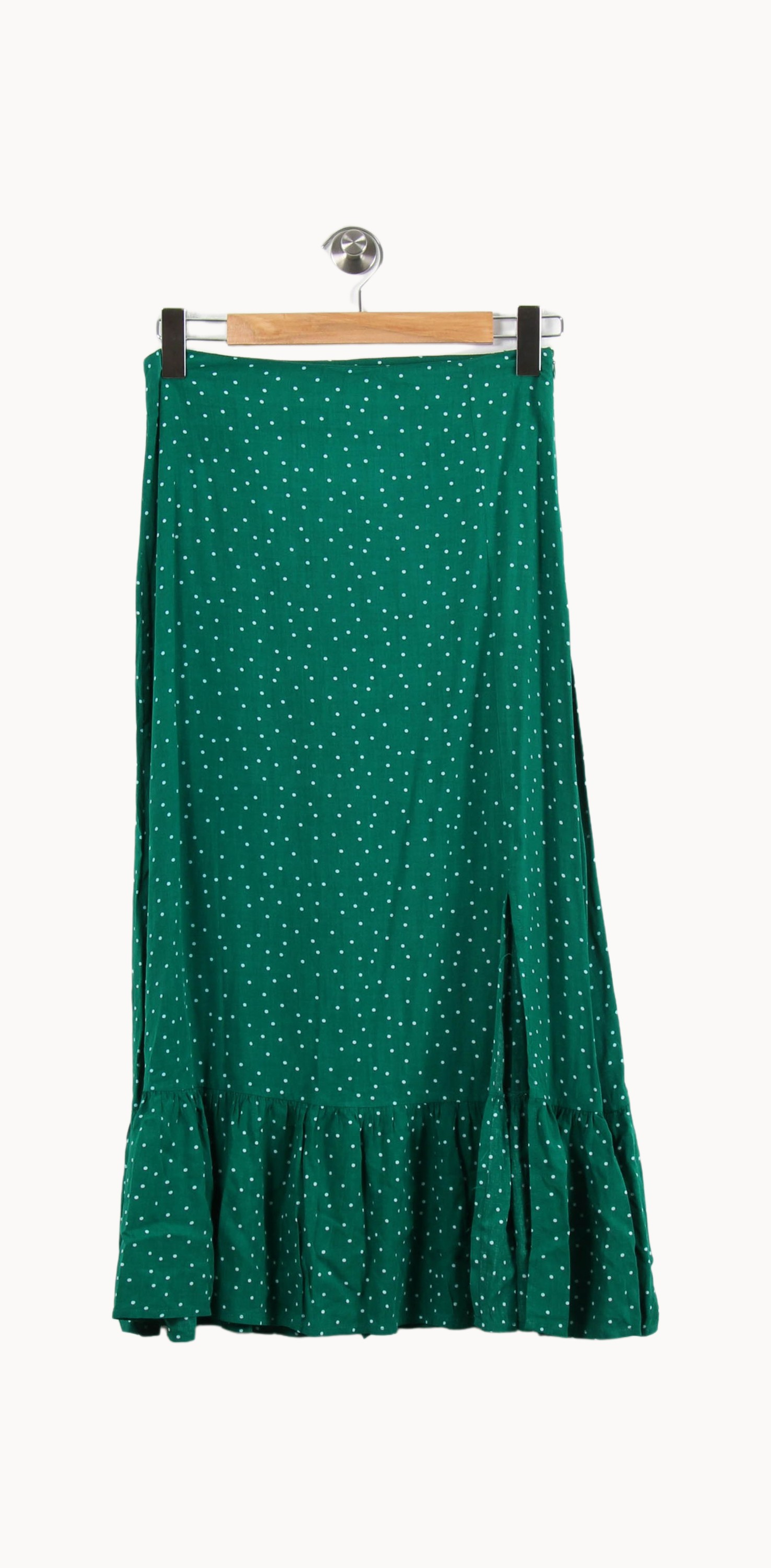 Jupe Midi Verte à Pois Blancs - Taille M/38