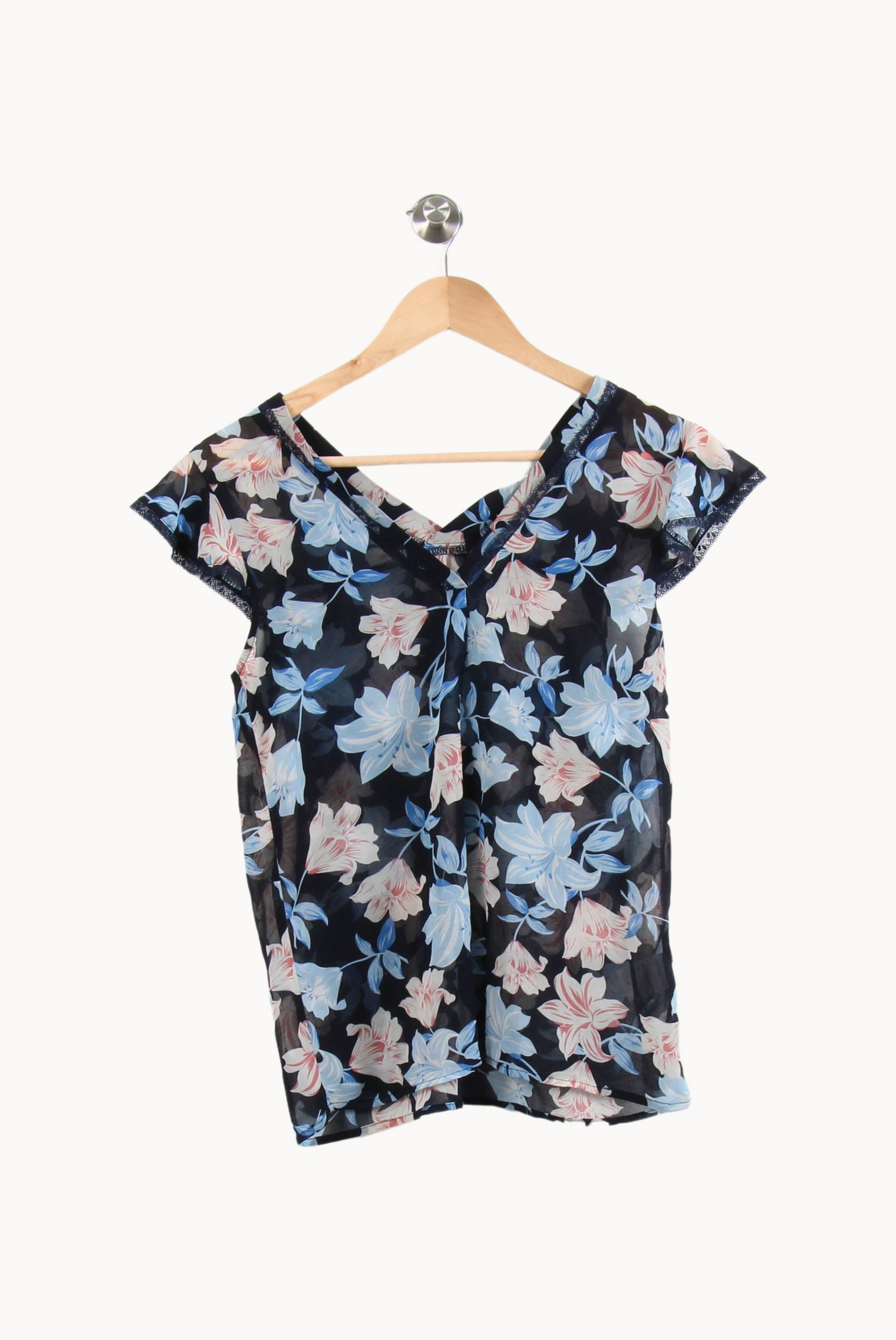 Blouse Fleurie Bleue et Blanche - Taille S/36