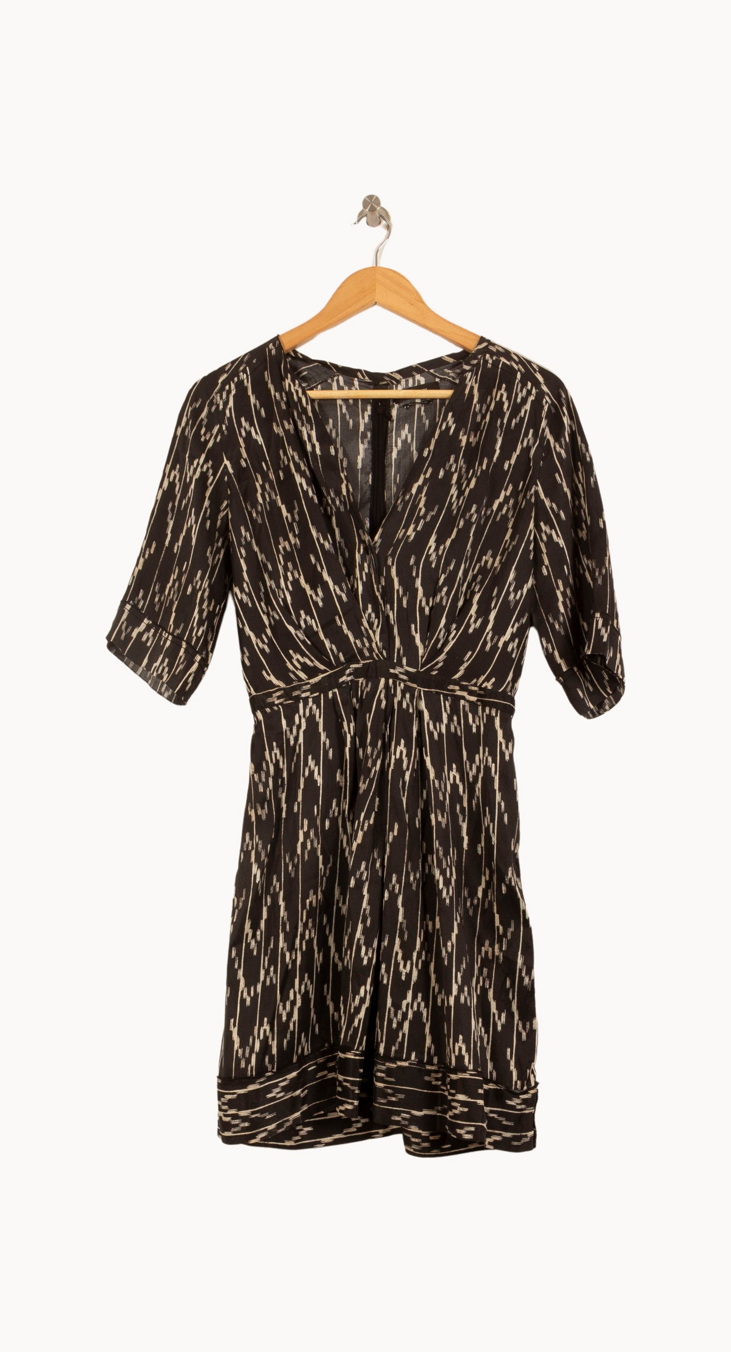 Robe Imprimée Noire et Beige - Taille XS/34