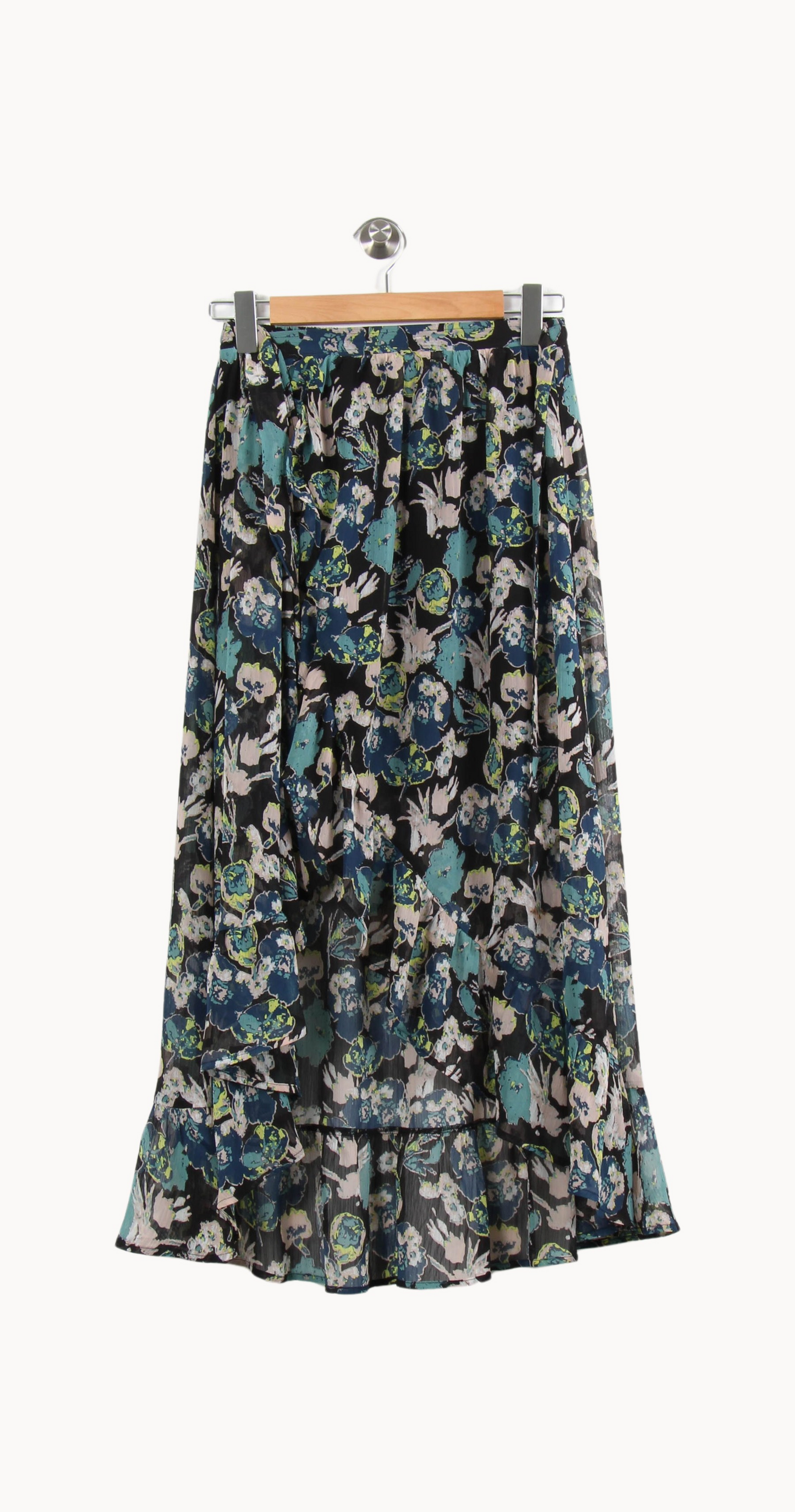 Jupe Longue Fleurie Bleue et Noire - Taille S/36