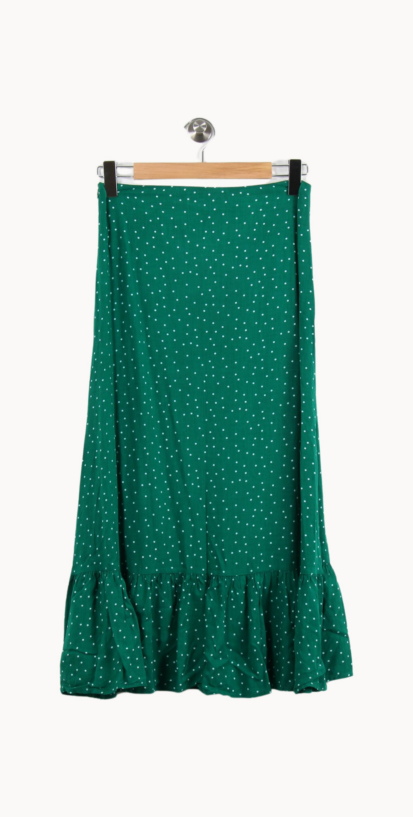 Jupe Midi Verte à Pois Blancs - Taille M/38