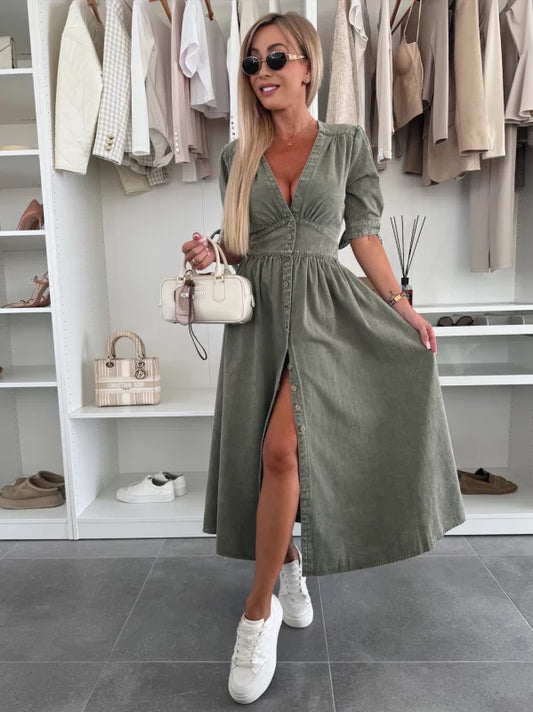 Amélie™ | Robe en coton denim scintillante