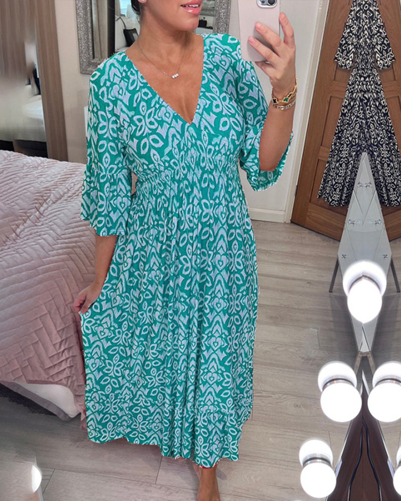 Élina™ | Robe Maxi Elegant Avec Imprimé